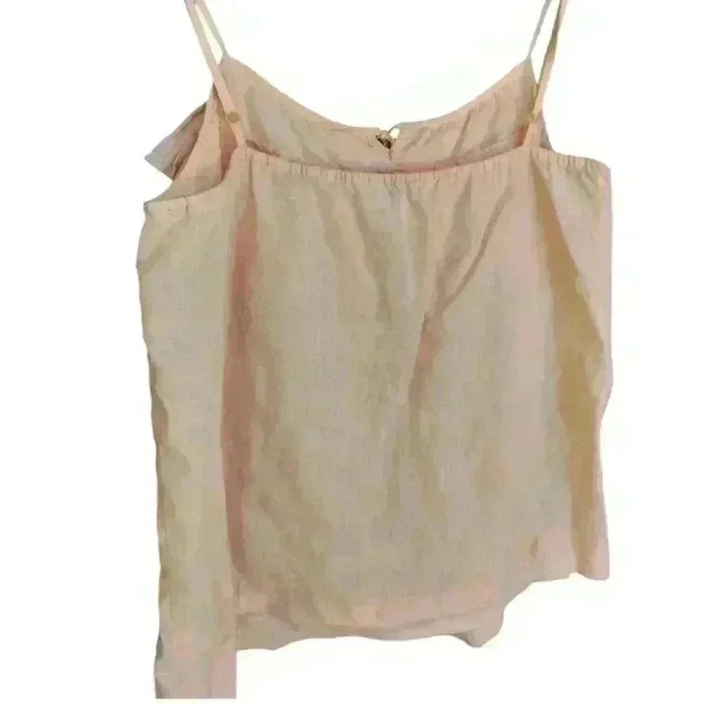 Ann Taylor Loft Strappy Ruffled Linen Blend Top - Picture 3 of 5